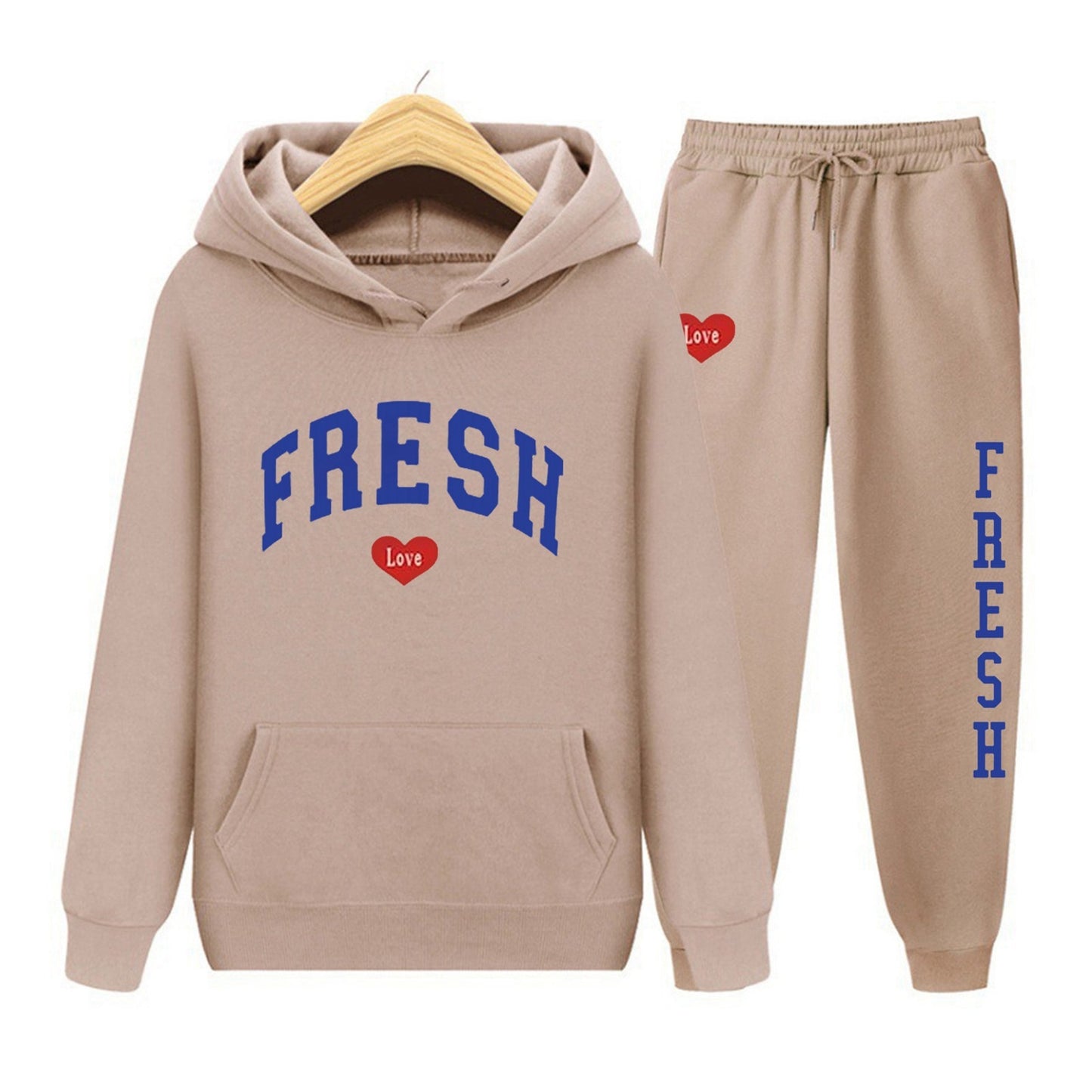 Fashion Printed Sports Sweater Warm Hoodie Casual Suit