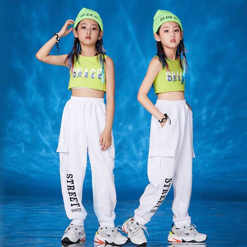 Kid Hip Hop Clothing Mock Neck Crop Top Long Sleeve Sweatshirt Jogger Sweat Pants for Girl Jazz Dance Costume Clothes Streetwear