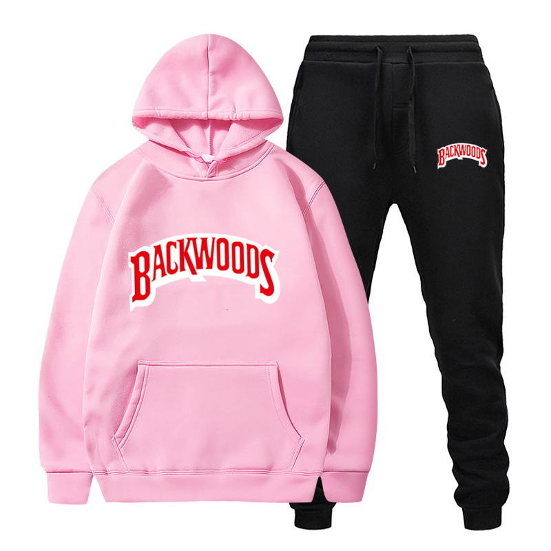 Fashion brand Backwoods Men's Set Fleece Hoodie Pant Thick Warm Tracksuit Sportswear Hooded Track Suits Male Sweatsuit Tracksuit