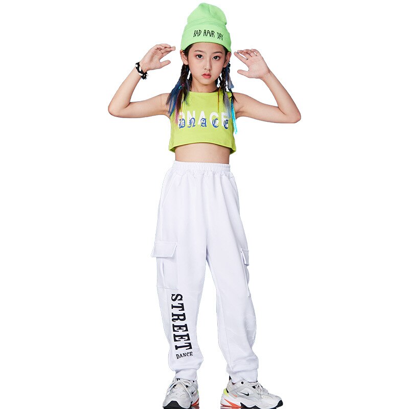 Kid Hip Hop Clothing Mock Neck Crop Top Long Sleeve Sweatshirt Jogger Sweat Pants for Girl Jazz Dance Costume Clothes Streetwear