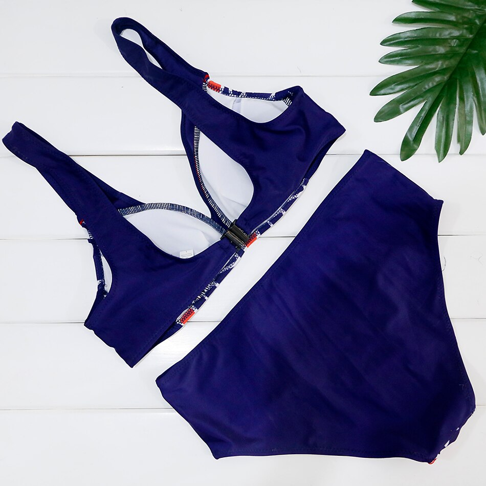 Vikionfly High Waist Bikini Women Swimsuit Printed Plus Size Swimwear Halter Top Highwaist Bathing Suit Swimming Suit XXL