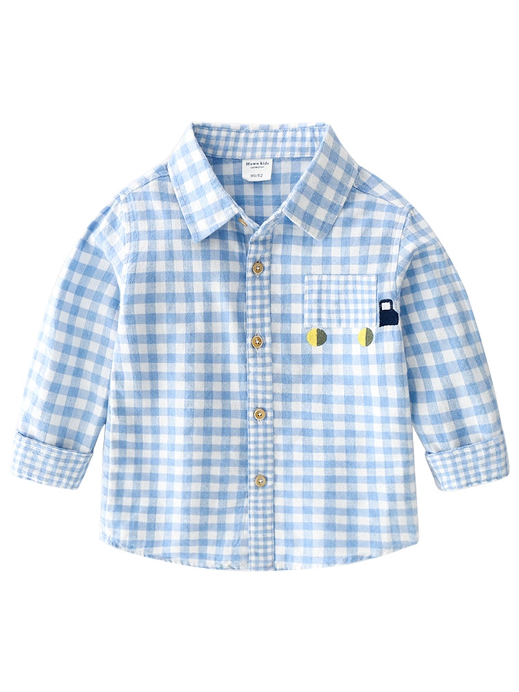 Plaid Children's Shirt Pure Cotton Baby Casual Top 2023 Spring and Autumn New Children's Clothing Boys Long sleeve Shirts