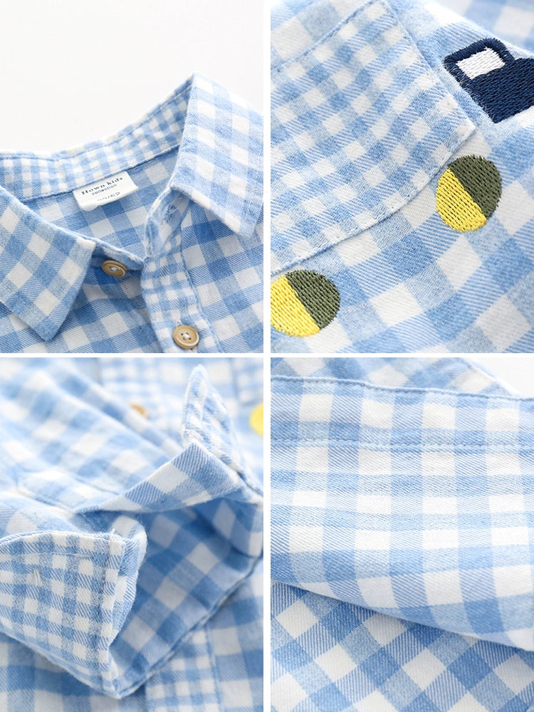 Plaid Children's Shirt Pure Cotton Baby Casual Top 2023 Spring and Autumn New Children's Clothing Boys Long sleeve Shirts