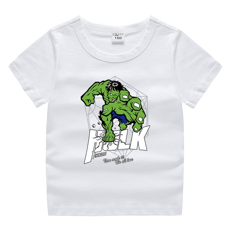 Disney Summer new children's clothing printing cartoon children's T-shirt Spiderman, Hulk, Iron Man, Groot, Captain America