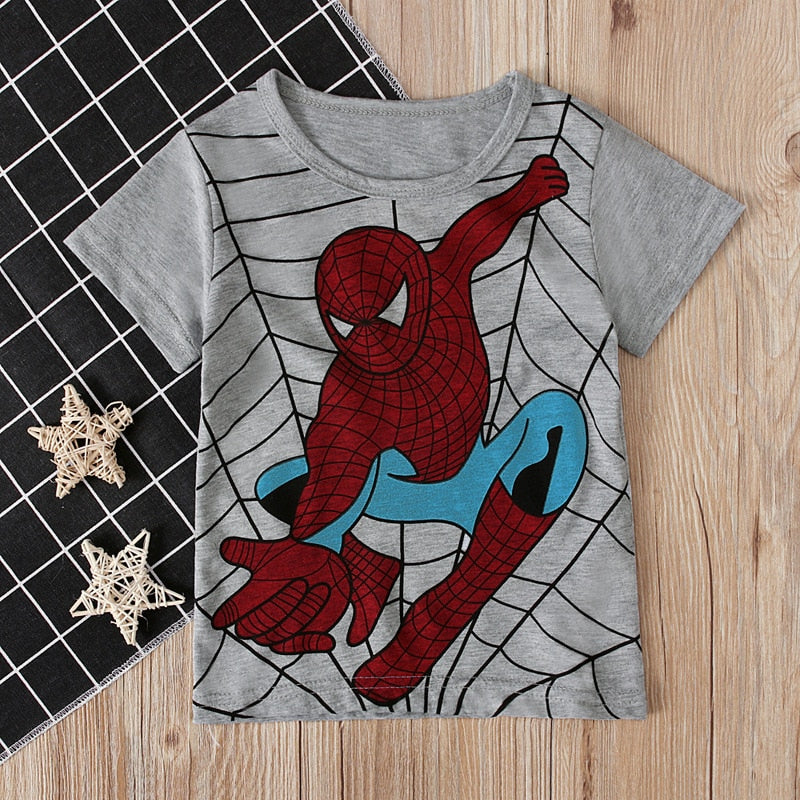 Disney Summer new children's clothing printing cartoon children's T-shirt Spiderman, Hulk, Iron Man, Groot, Captain America