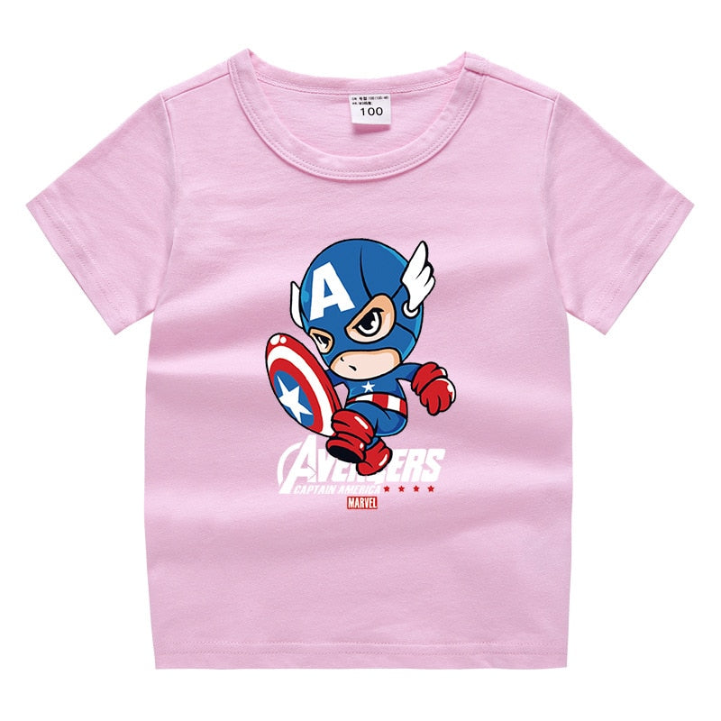 Disney Summer new children's clothing printing cartoon children's T-shirt Spiderman, Hulk, Iron Man, Groot, Captain America