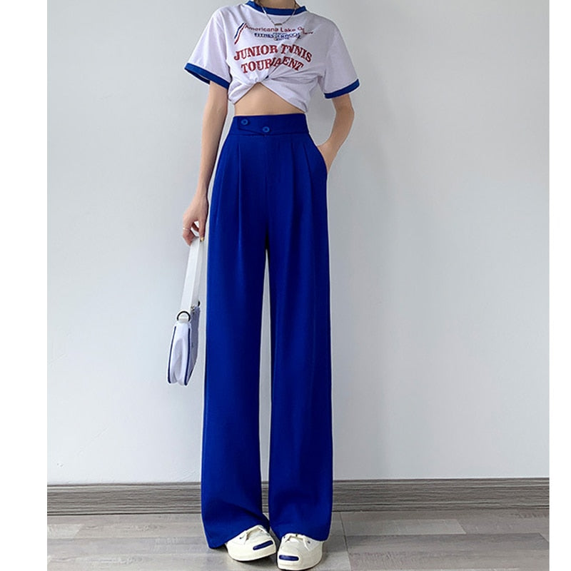 High Waist Loose Wide Leg Pants for Women Spring Autumn New Female Dress Pant White Suits Pants Ladies Long Trousers Casual