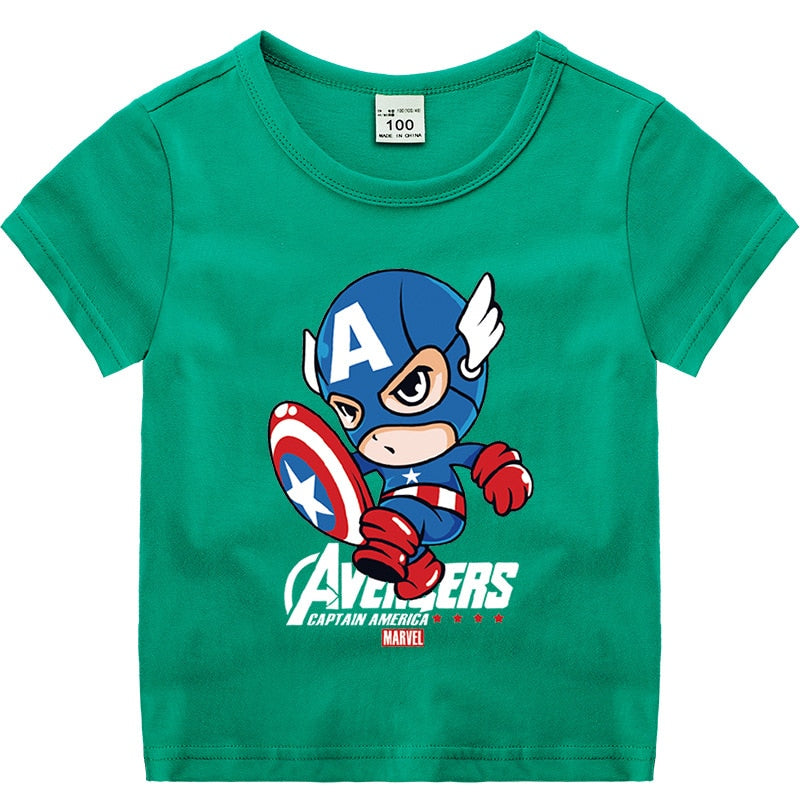 Disney Summer new children's clothing printing cartoon children's T-shirt Spiderman, Hulk, Iron Man, Groot, Captain America