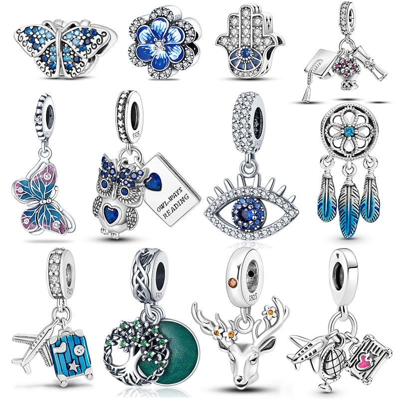 Fit Pandora 925 Original Bracelet Chameleon Luminous Firefly Butterfly Silver Charms Beads For DIY Christmas Jewelry Gift Making