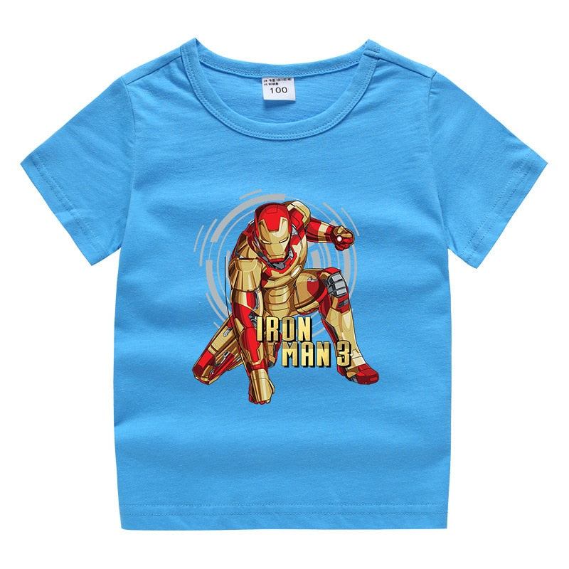 Disney Summer new children's clothing printing cartoon children's T-shirt Spiderman, Hulk, Iron Man, Groot, Captain America