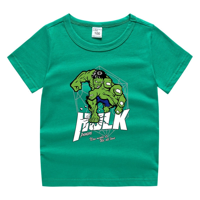 Disney Summer new children's clothing printing cartoon children's T-shirt Spiderman, Hulk, Iron Man, Groot, Captain America