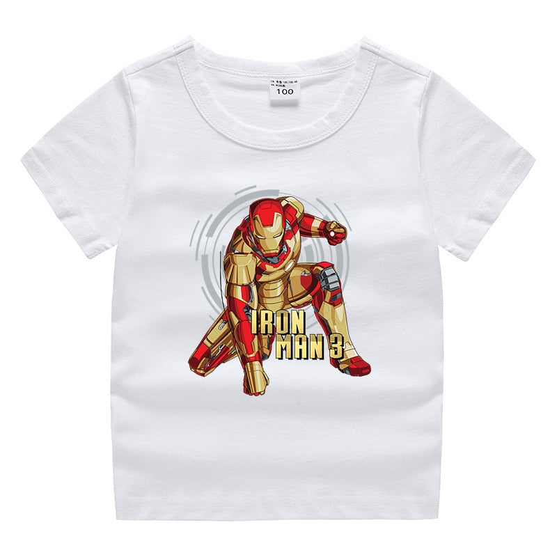 Disney Summer new children's clothing printing cartoon children's T-shirt Spiderman, Hulk, Iron Man, Groot, Captain America