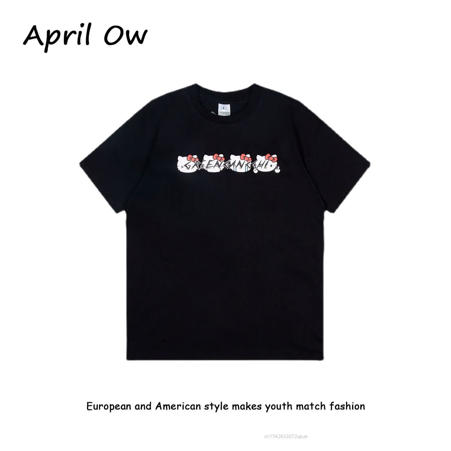 Sanrio Summer New Short Sleeve Oversize Tshirt Top Female Hello Kitty Cartoon Aesthetic Japanese Style Kawaii Clothing For Women