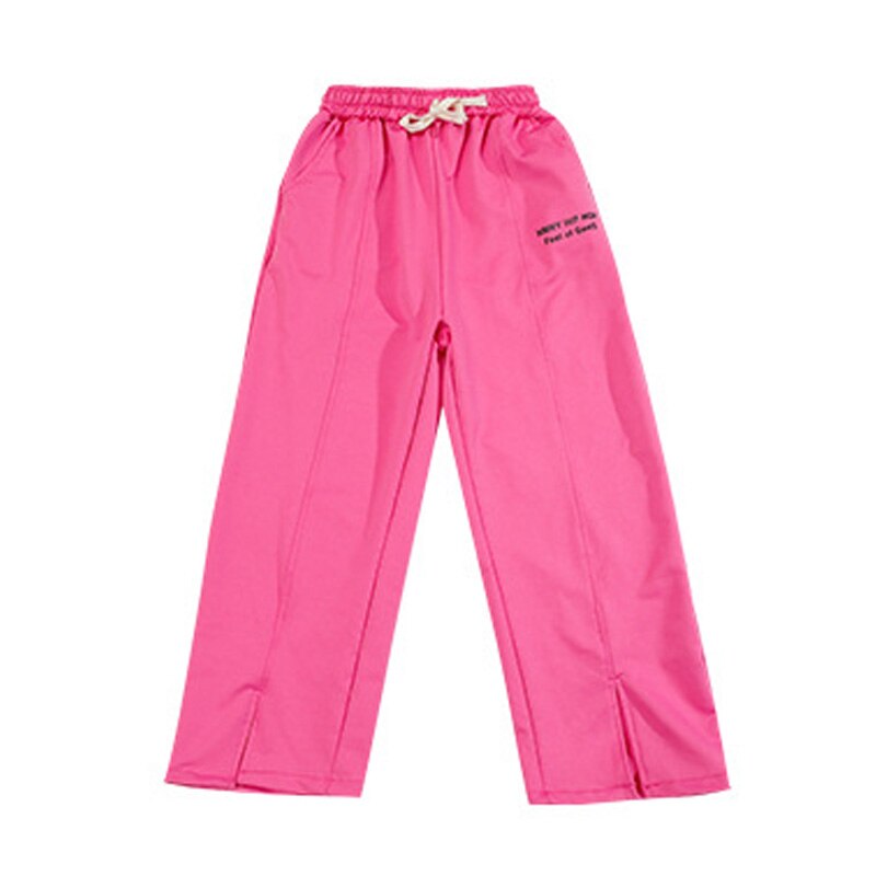 Kid Kpop Hip Hop Clothing Criss Cross Tie Crop Top T Shirt Tee Streetwear Split Sweat Pants for Girls Jazz Dance Costume Clothes