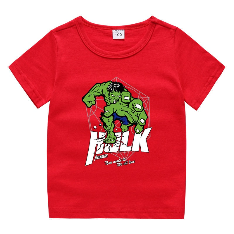 Disney Summer new children's clothing printing cartoon children's T-shirt Spiderman, Hulk, Iron Man, Groot, Captain America