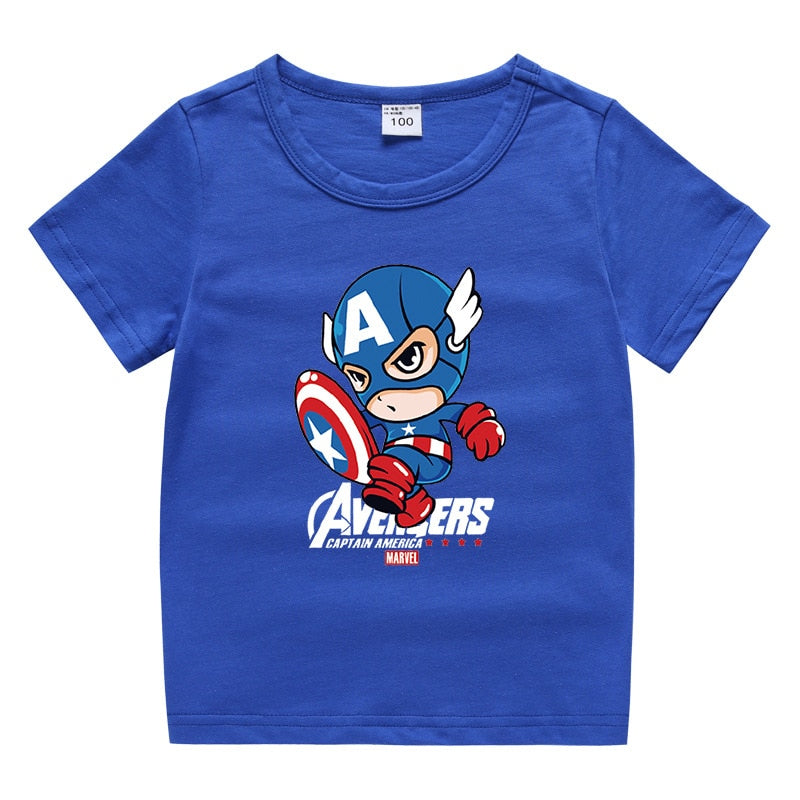 Disney Summer new children's clothing printing cartoon children's T-shirt Spiderman, Hulk, Iron Man, Groot, Captain America
