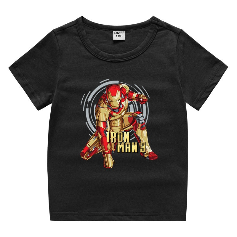 Disney Summer new children's clothing printing cartoon children's T-shirt Spiderman, Hulk, Iron Man, Groot, Captain America
