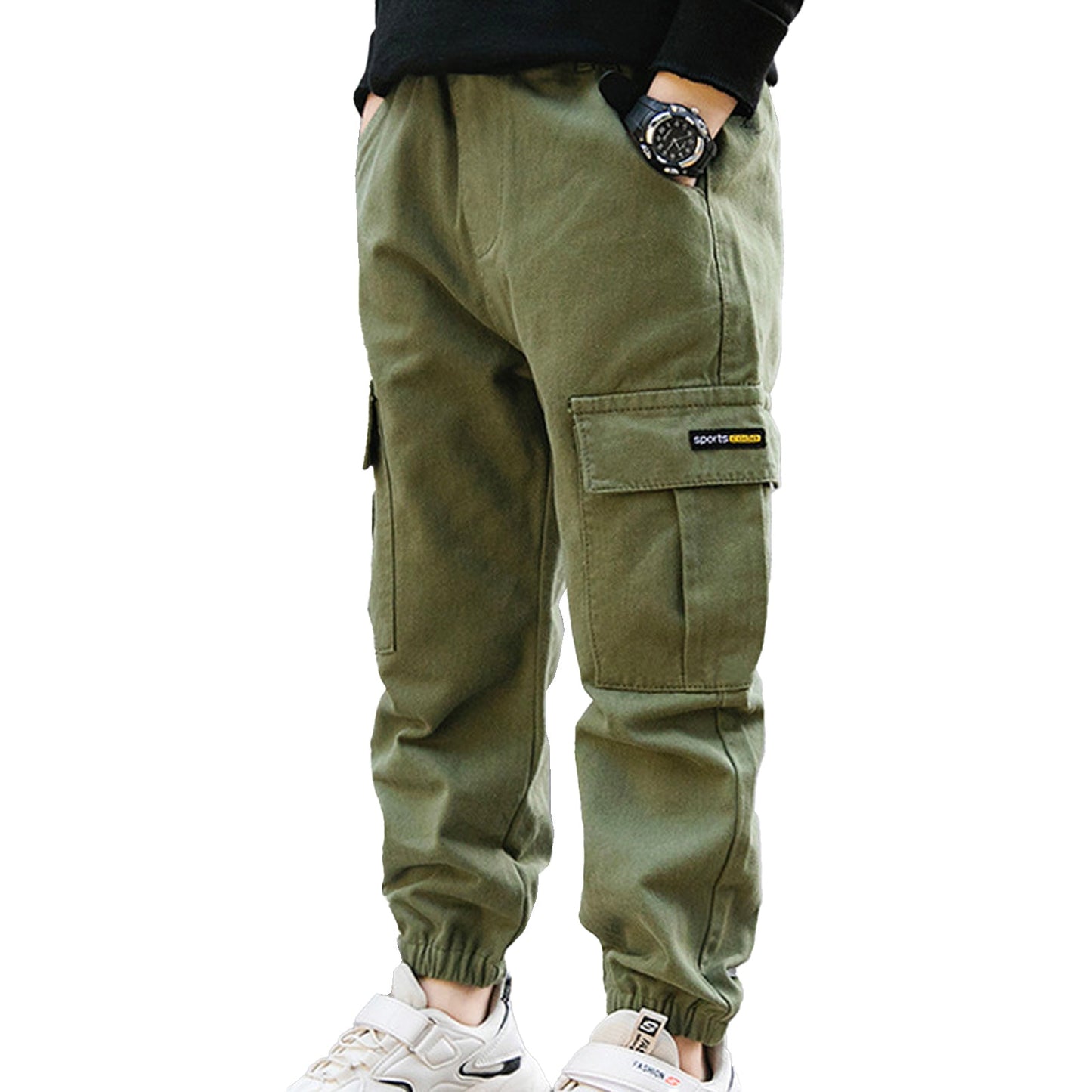 Kids Boys Sports Pants Fashion Pure Color Casual Cargo Pants For Teenage Boys Jogger Pants Children Trousers 6 8 10 12 14 Year