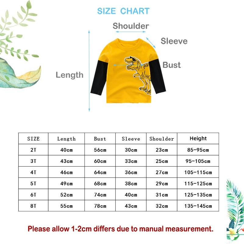 New Spring Children's Clothing Boy T-shirt Wholesale Big Dinosaur Pattern Baby Clothing Mother Kids Clothes With Cotton T