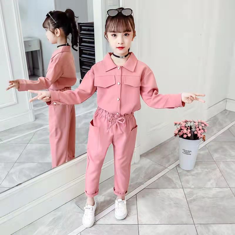 Kids Girls Clothing Sets 2023 Autumn Long Sleeve T-shirts + Plaid Wide Leg Pants 2PCS Children's Clothes Teenage 6 8 10 12 Years