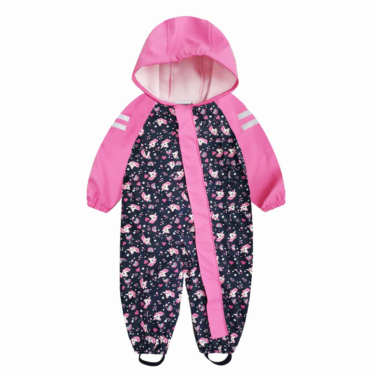 Kids Jumpsuit for Girls Waterproof Overall Girls PU Rain Pants Children Raincoat Baby Hooded Rainwear For Boys And Girls Clothes