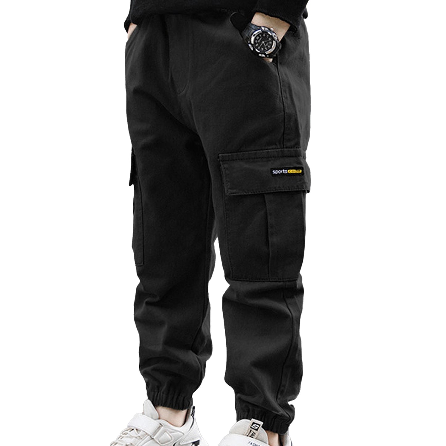 Kids Boys Sports Pants Fashion Pure Color Casual Cargo Pants For Teenage Boys Jogger Pants Children Trousers 6 8 10 12 14 Year