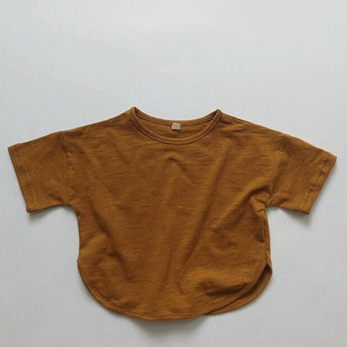 Style Summer Toddler Baby Girls Boys T-shirt Cotton Solid Color Short Sleeve Pullover T-shirt Children Clothing