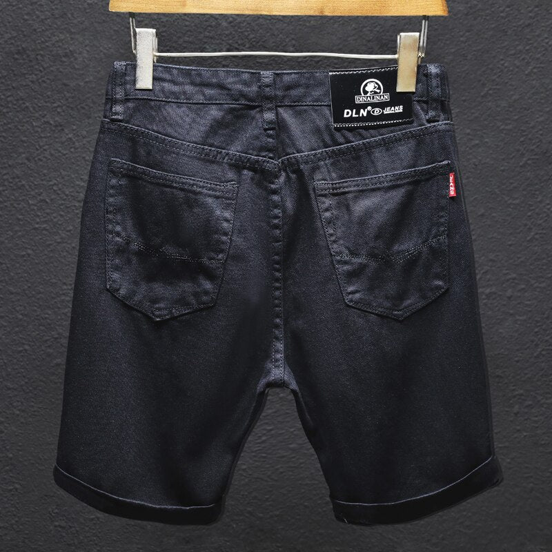 Summer Denim Off White Shorts Ripped Holes Black Half Jean Boys Scratched Distressed Plus Size 38 40 42 Trousers