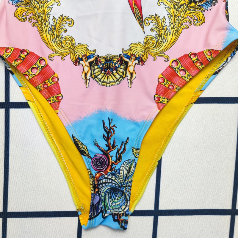 Women Sea Star Pint Monokini bikinis Women's Swimsuit one-pieces Backless Sexy Swimwear Bathing Suit Beach Wear