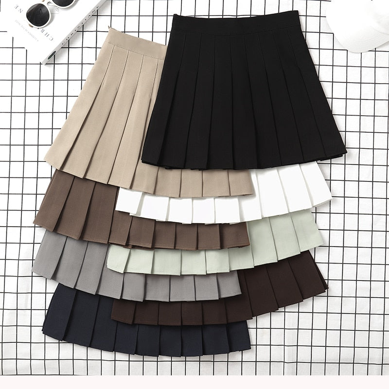 Brown Skirt Ladies Summer Clothes Women's High Waist Harajuku Style Black Mini Pleated Skirt For School Girl Uniform