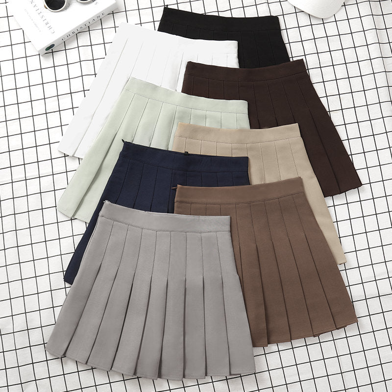 Brown Skirt Ladies Summer Clothes Women's High Waist Harajuku Style Black Mini Pleated Skirt For School Girl Uniform