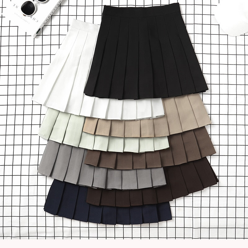 Brown Skirt Ladies Summer Clothes Women's High Waist Harajuku Style Black Mini Pleated Skirt For School Girl Uniform