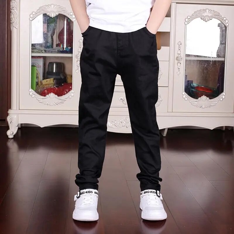 Children's Clothing Boys And Girls Casual Pants Spring Autumn New Fashion Black White Student Costumes Big 100% Cotton