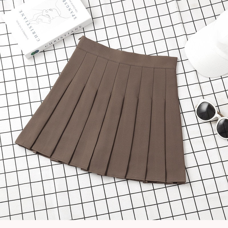 Brown Skirt Ladies Summer Clothes Women's High Waist Harajuku Style Black Mini Pleated Skirt For School Girl Uniform