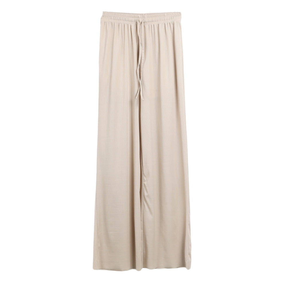 Spring and Autumn New Ladies Ice Silk Light Wide Leg Trousers Girl Solid Color High Waist Loose Wild Straight Casual Pants
