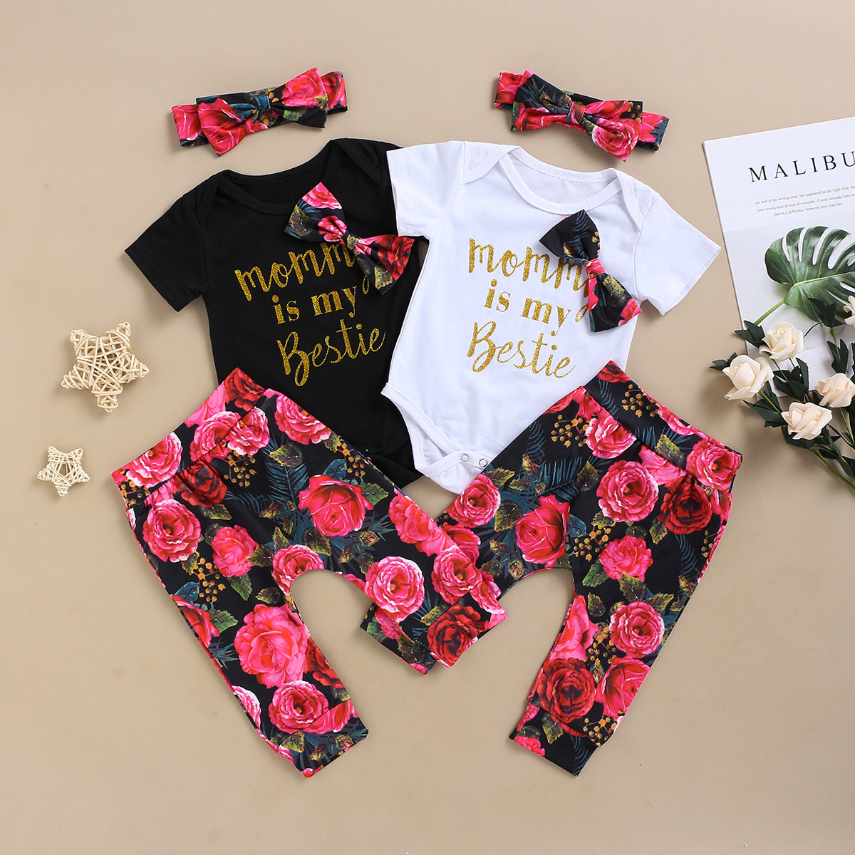 MOMMY IS MY BESTIE Rose Children clothes set