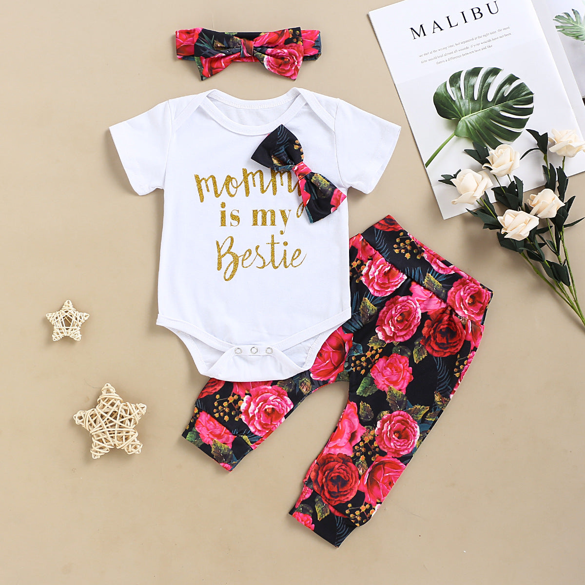 MOMMY IS MY BESTIE Rose Children clothes set