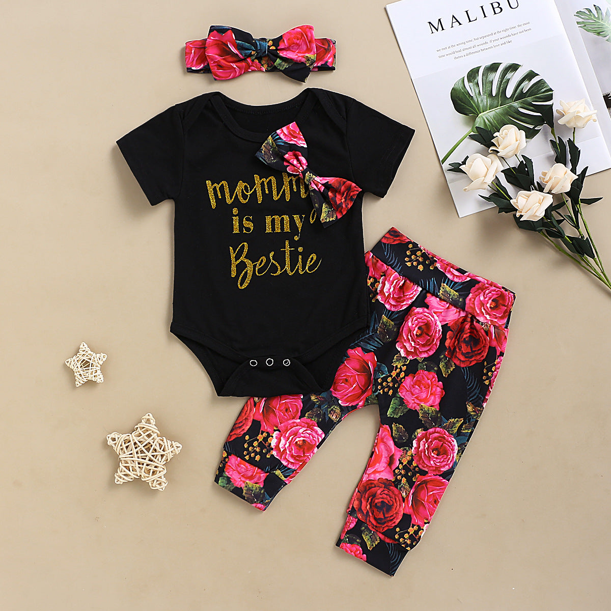 MOMMY IS MY BESTIE Rose Children clothes set