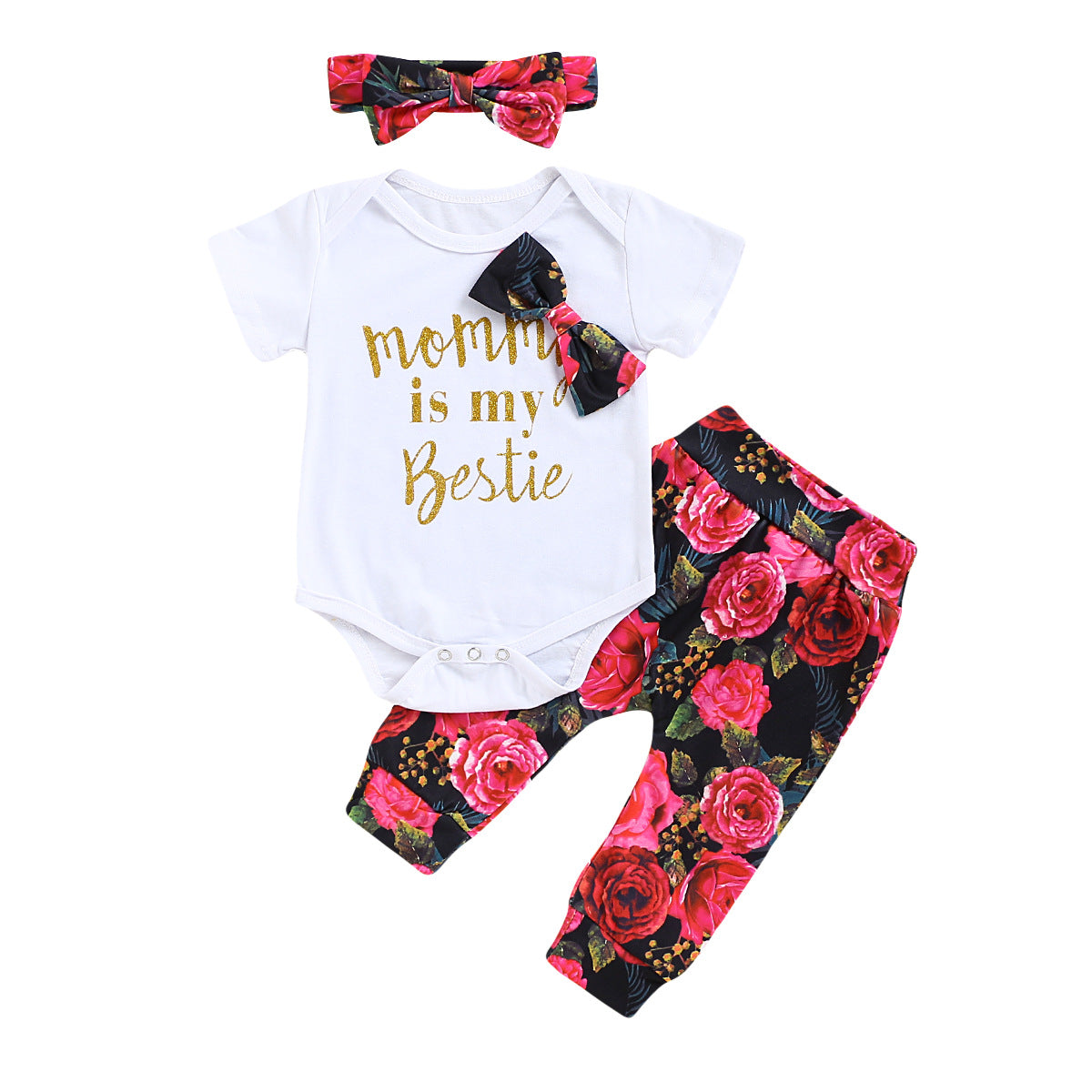 MOMMY IS MY BESTIE Rose Children clothes set
