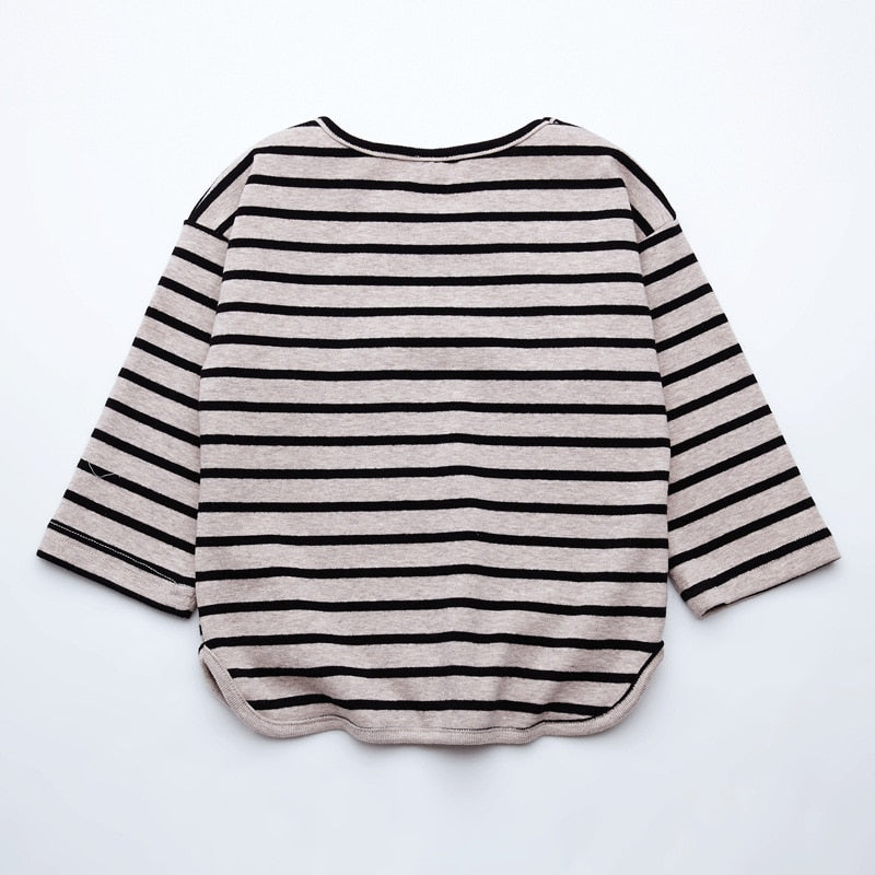 Fashion Striped Print Kids Baby Girls Clothes Cotton Long Sleeve T Shirts for Children Girls Autumn Spring Baby Clothing