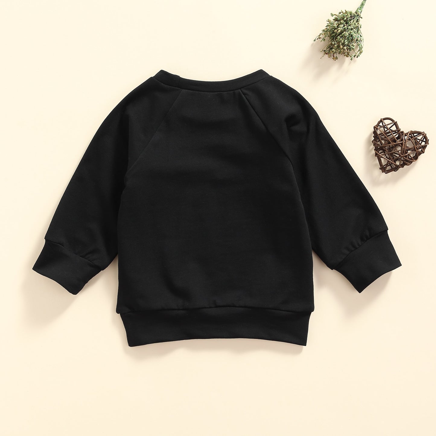 Toddler Kids Boy Girl Swearshirts Casual Letters Printed Pattern Long Sleeve Round Collar Tops Khaki/ Black