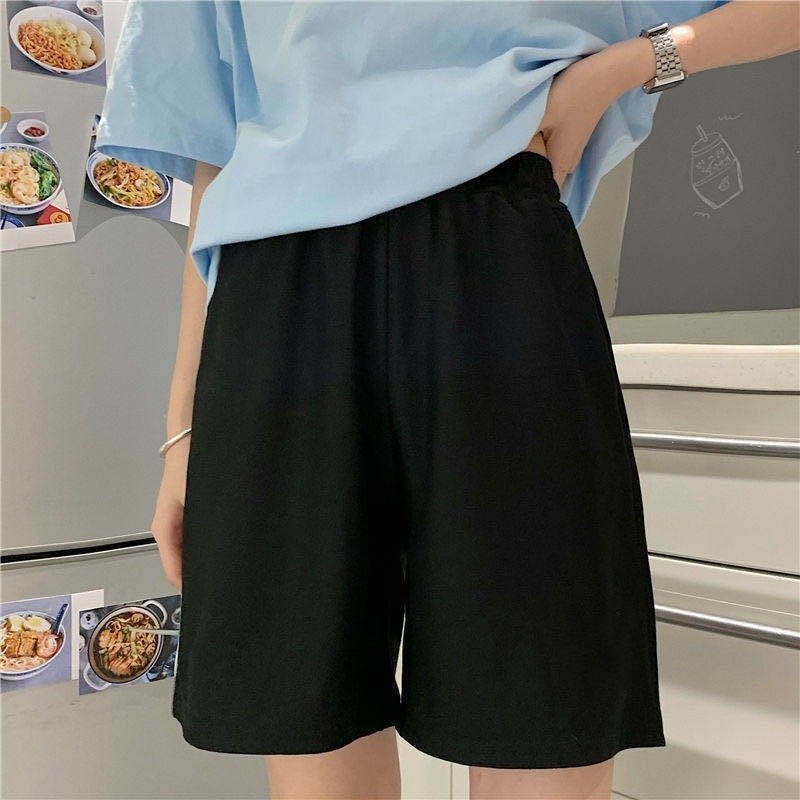 Summer Shorts Women Elasticity Lovely Girls Style Sweet Students Harajuku Simple Pure Gray Oversize Trousers Female
