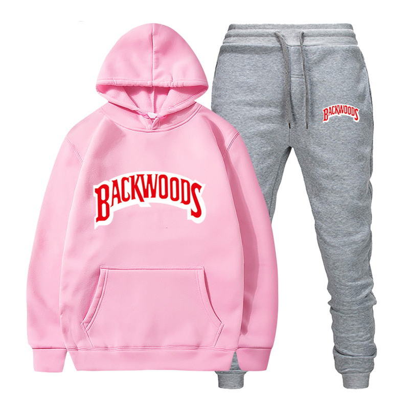 Fashion brand Backwoods Men's Set Fleece Hoodie Pant Thick Warm Tracksuit Sportswear Hooded Track Suits Male Sweatsuit Tracksuit