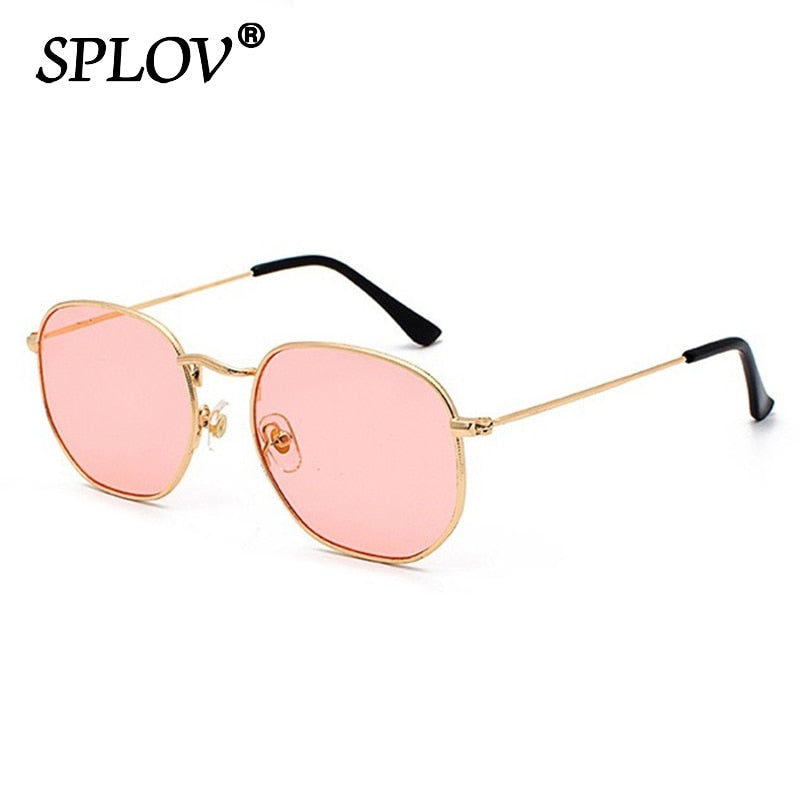 Hexagon Men Women Sunglasses Square Polygon Sun Glasses Brand Designer Retro Shades Metal Frame Eyewear TOP UV400