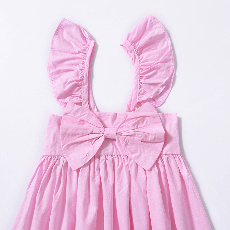 Summer Cotton Baby Girls Dress Infant Girl Baby Flying Sleeves Bowknot Sleeveless Dress Princess Dresses Casual Clothes 0-3Y