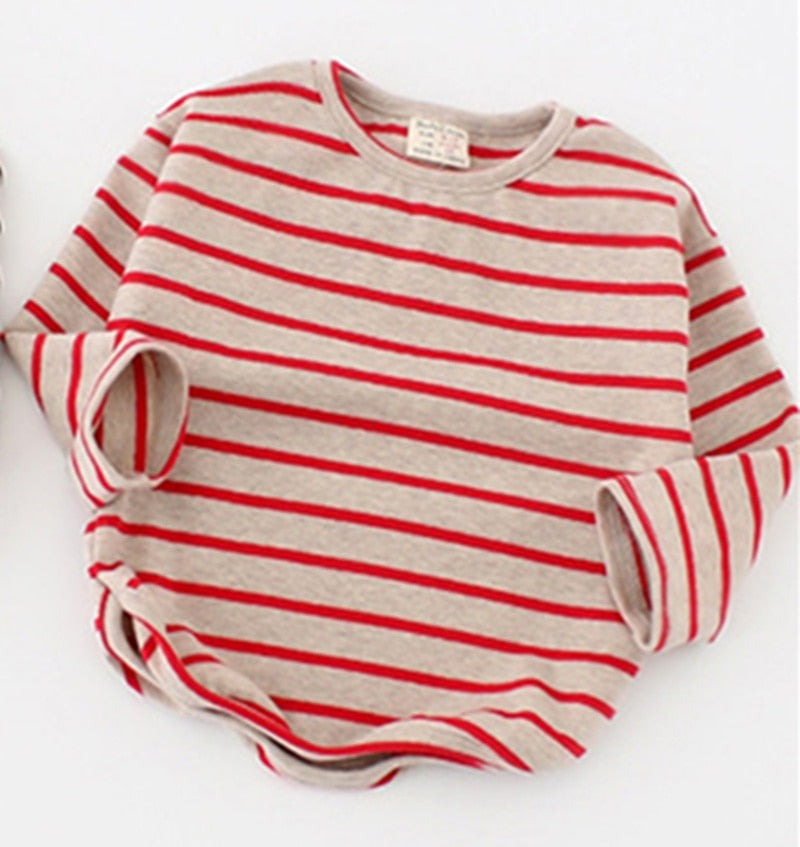 Fashion Striped Print Kids Baby Girls Clothes Cotton Long Sleeve T Shirts for Children Girls Autumn Spring Baby Clothing