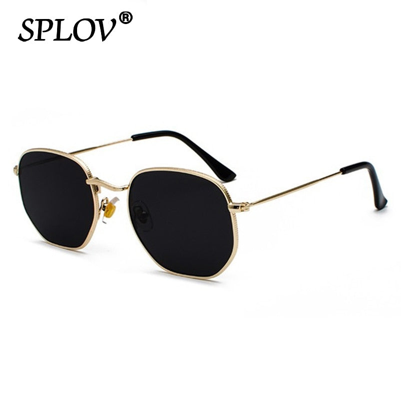 Hexagon Men Women Sunglasses Square Polygon Sun Glasses Brand Designer Retro Shades Metal Frame Eyewear TOP UV400