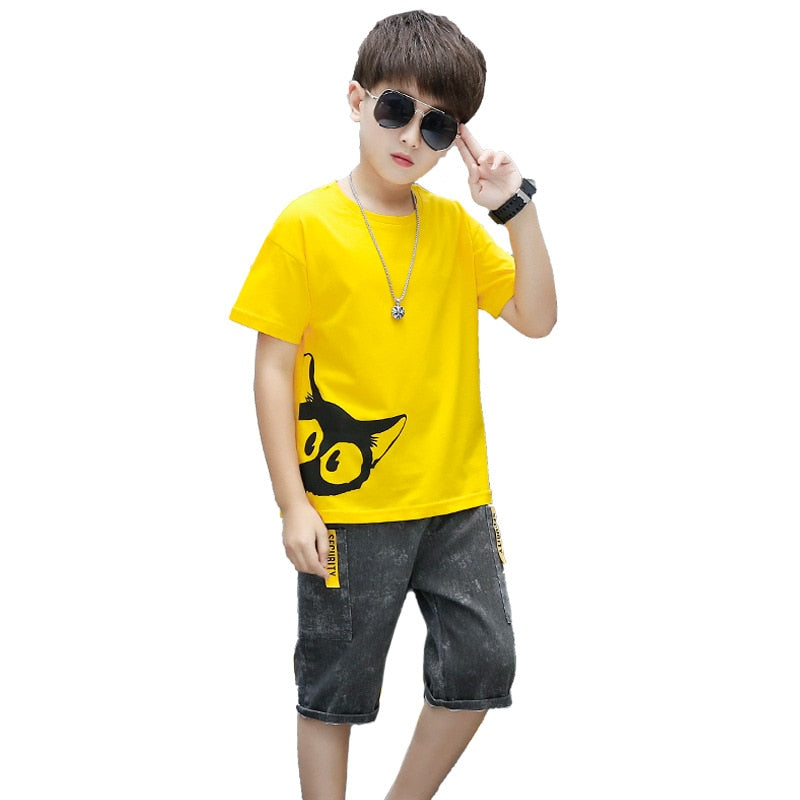 Sports Suit for Boys Clothes Sets Summer Cartoon Teenage Boy Clothing Set Kids Tracksuit Children Shorts