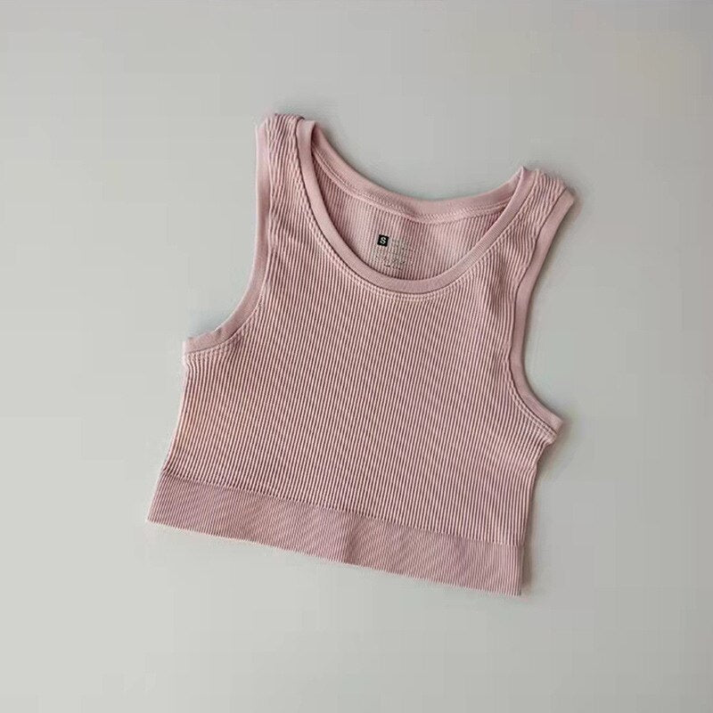 NHKDSASA Women's Top Sexy Crop Top Female Seamless Underwear Tank Top Girls Summer Cami T-shirt Sexy Lingerie Sports Camisole