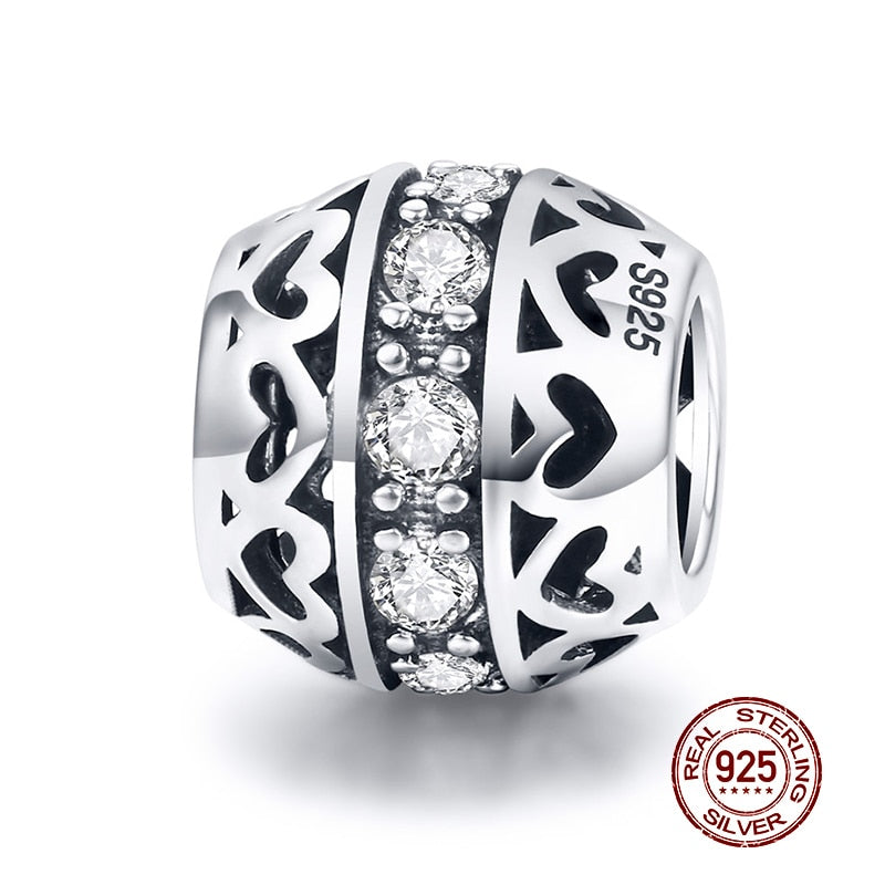 Round Charms Genuine 925 Sterling Silver Vintage Galaxy Openwork Beads Fit Original Bracelet Pendant Authentic Jewelry Women